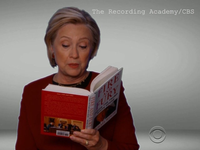 Hillary Clinton trolls Trump in a surprise appearance at the 2018 Grammys